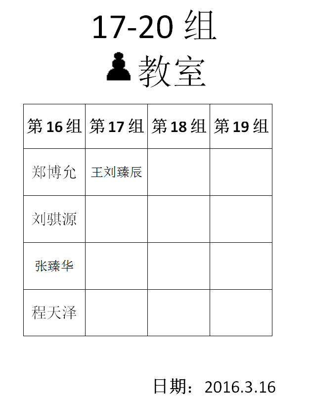 2016年春季定级赛第一场分组名单